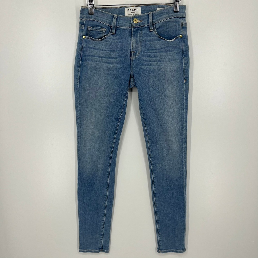 Frame Le‎ Skinny de Jeanne Jeans Antibes Medium Wash Blue Womens Size 26